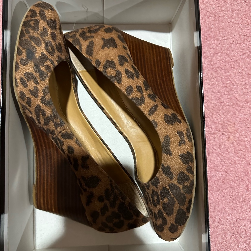 Nine West Brown Leopard Wedges